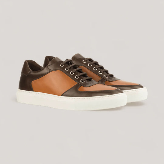 AVENIR | Low Top Trainer - Brown &amp; Cognac | Men&