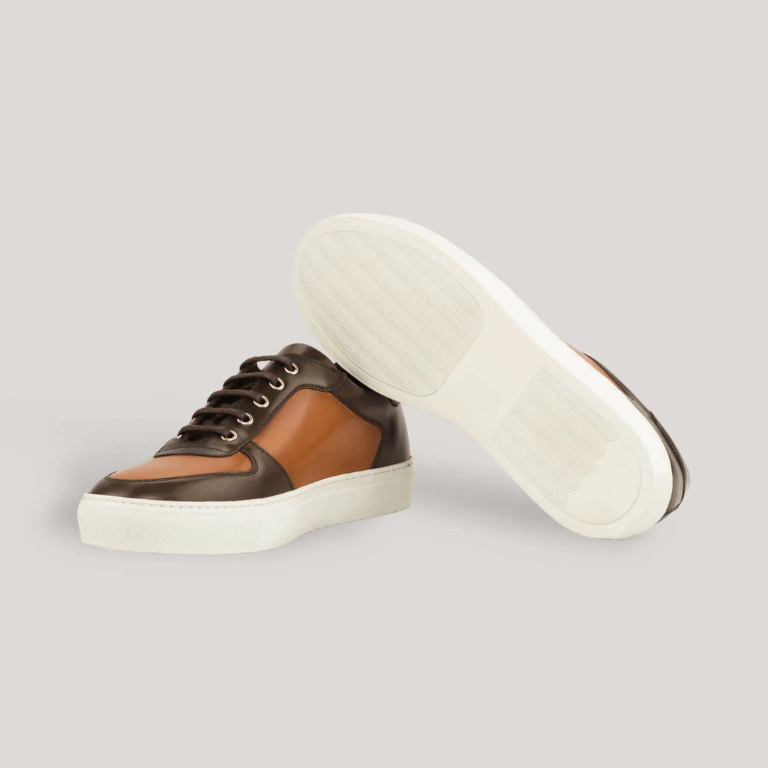 AVENIR | Low Top Trainer - Brown &amp; Cognac | Men&