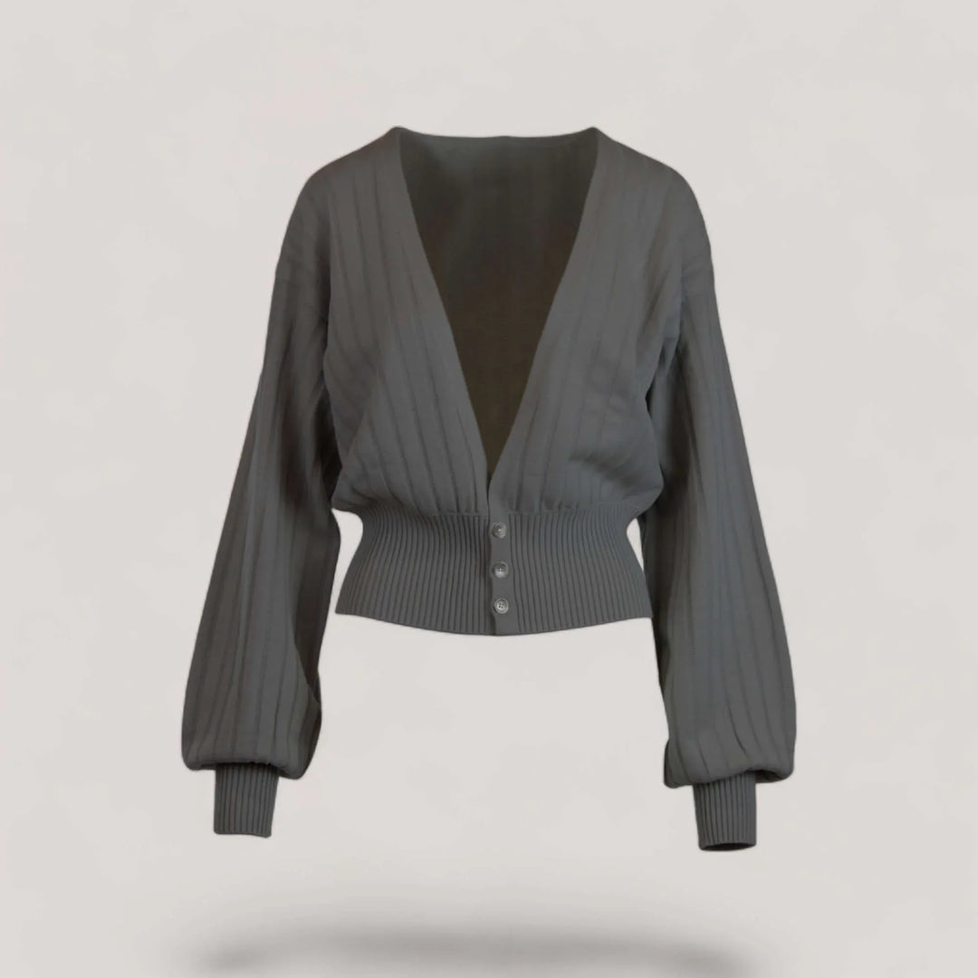 MAISIE | Bishop Sleeve Cardigan | COLOR: LIGHT BLUE, CHARCOAL, WHITE, IVORY, CEMENT, PEACOCK, MAGENTA, CRIMSON, LIGHT HEATHER GREY, BORDEAUX, LODEN, NAVY, SLATE GREY, BLACK, PEACH |3D Knitted by ALLTRUEIST