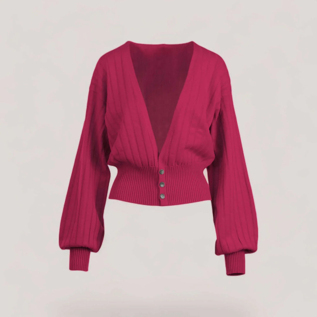 MAISIE | Bishop Sleeve Cardigan | COLOR: MAGENTA |3D Knitted by ALLTRUEIST