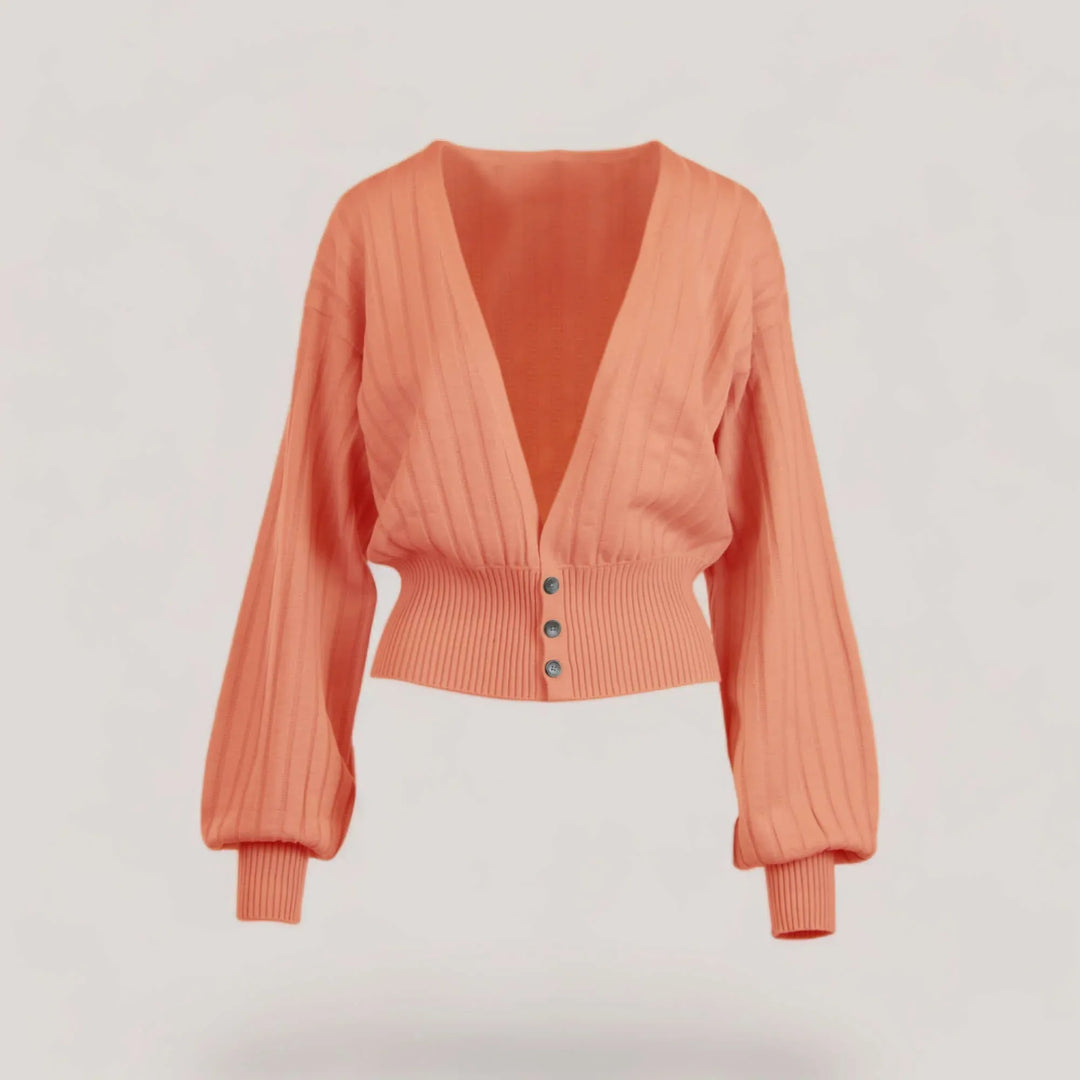 MAISIE | Bishop Sleeve Cardigan | COLOR: PEACH |3D Knitted by ALLTRUEIST