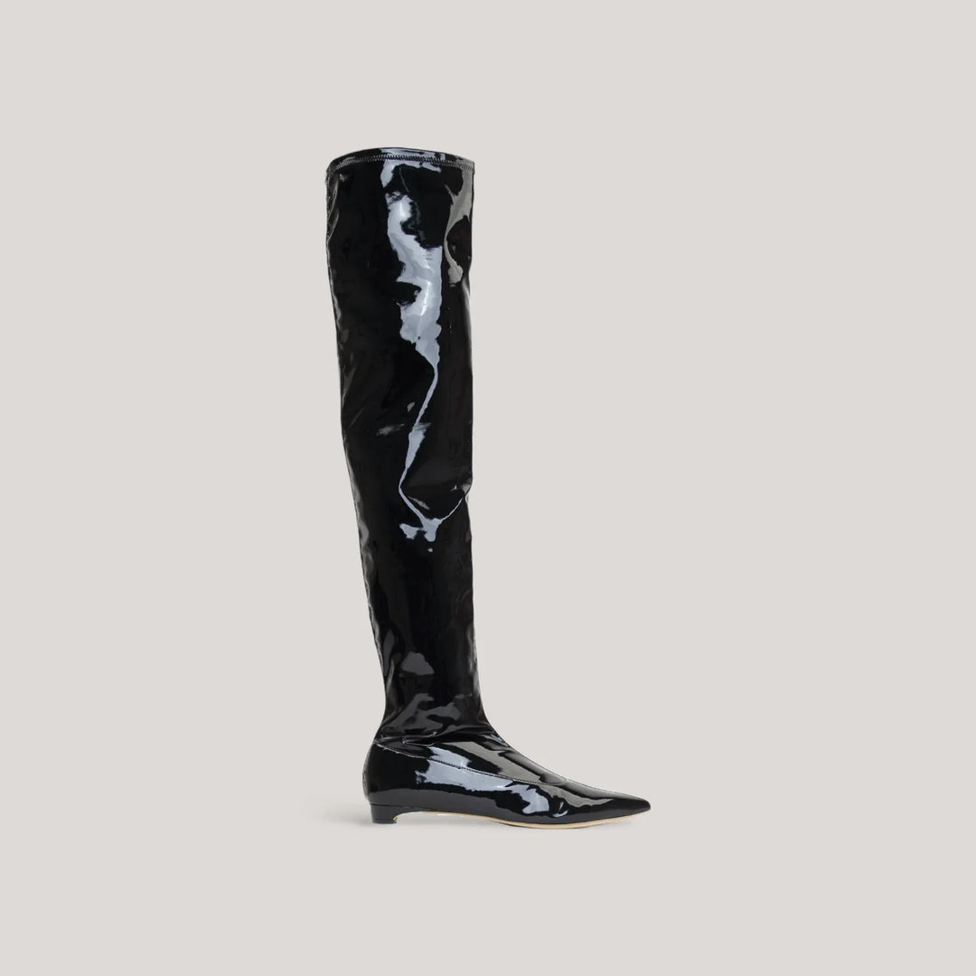 NICOLETTA | Black - Vegan Patent Over-The-Knee Boots | Women's Shoes | AERA | ALLTRUEIST