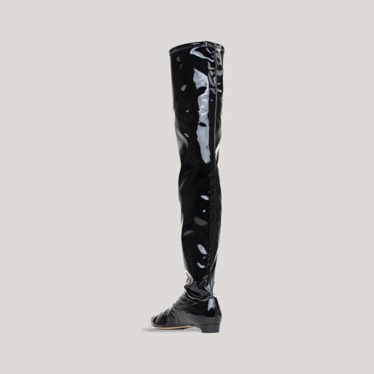 NICOLETTA | Black - Vegan Patent Over-The-Knee Boots | Women&