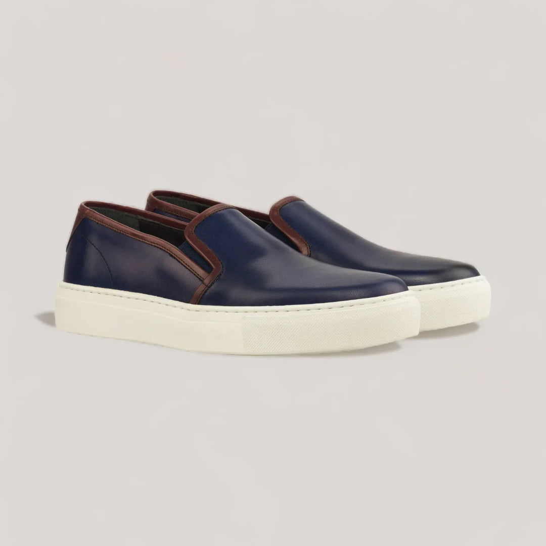 LUCE | Slip-On Sneakers - Navy & Burgundy | Women's | Vegan Women's Shoes | allTRUEist