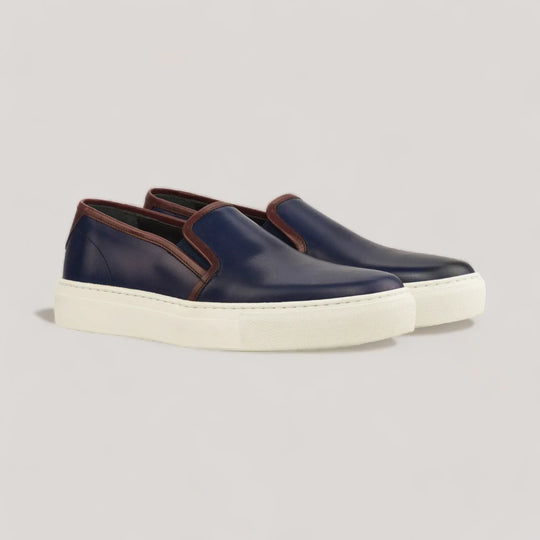 LUCE | Slip-On Sneakers - Navy &amp; Burgundy | Women&