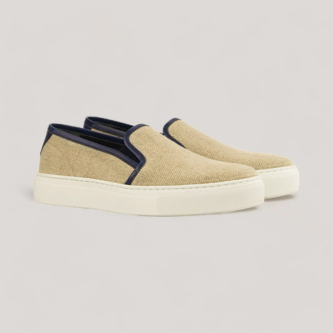 LUCE | Slip-On Sneakers - Ice Linen & Navy | Women's | Vegan Women's Shoes | allTRUEist