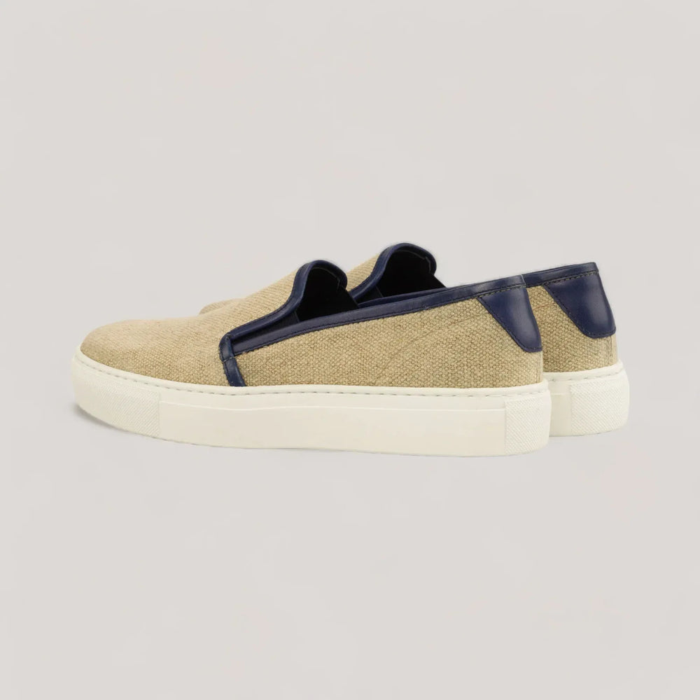 LUCE | Slip-On Sneakers - Ice Linen & Navy | Women's | Vegan Women's Shoes | allTRUEist