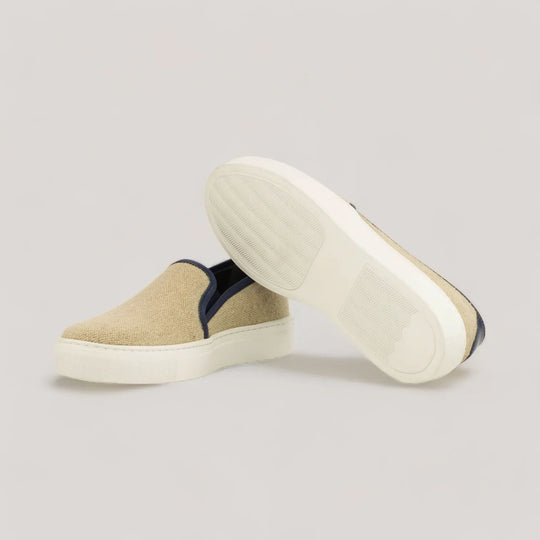LUCE | Slip-On Sneakers - Ice Linen &amp; Navy | Women&