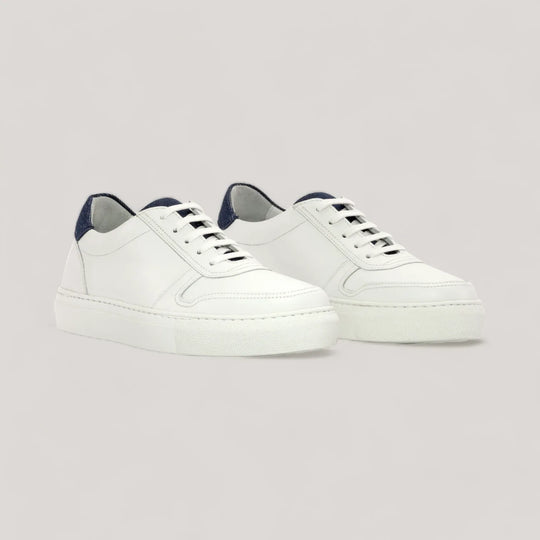 VERVE | Low Top Trainer - White &amp; Blue Denim | Women&
