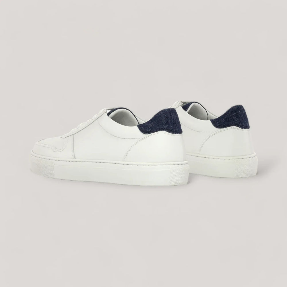VERVE | Low Top Trainer - White & Blue Denim | Women's | Vegan Women's Shoes | allTRUEist