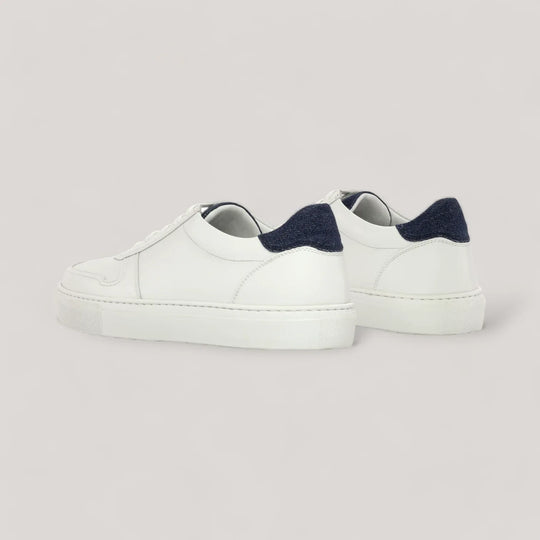 VERVE | Low Top Trainer - White &amp; Blue Denim | Women&