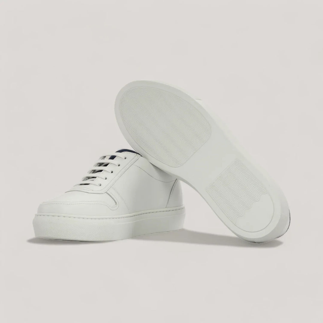 VERVE | Low Top Trainer - White &amp; Blue Denim | Women&
