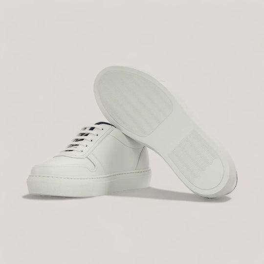 VERVE | Low Top Trainer - White &amp; Blue Denim | Women&