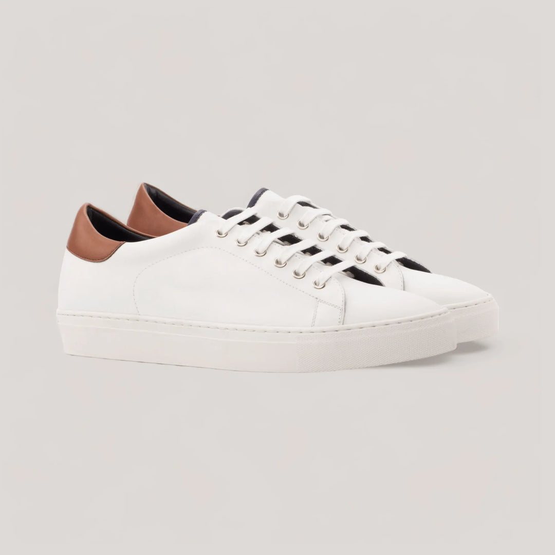EON | Classic Sneakers - White, Brown & Navy | Men's | Men's Shoes | MADE-TO-MEASURE by ALLTRUEIST | allTRUEist