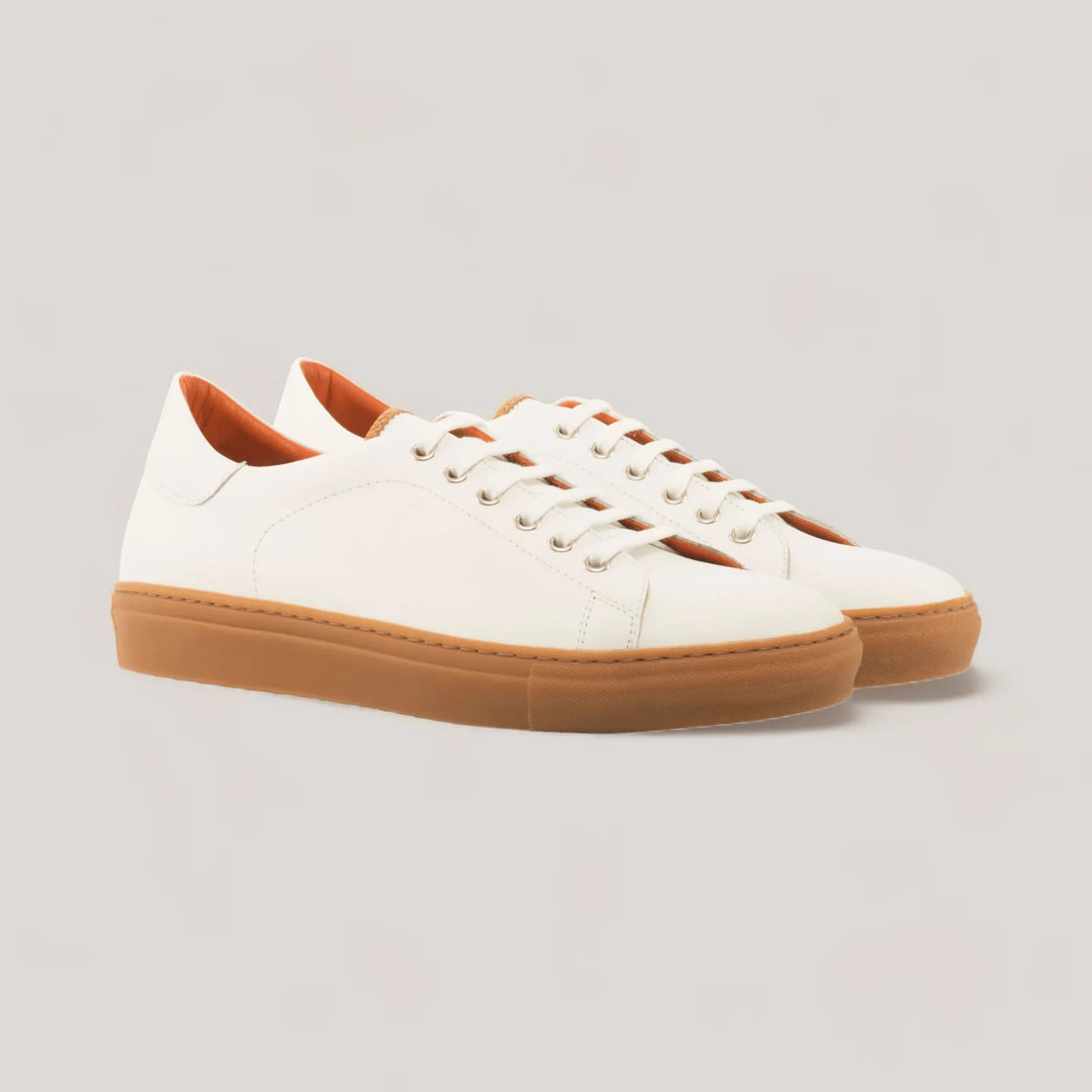 EON | Classic Sneakers - White, Cognac & Caramel Sole | Men's | Men's Shoes | MADE-TO-MEASURE by ALLTRUEIST | allTRUEist