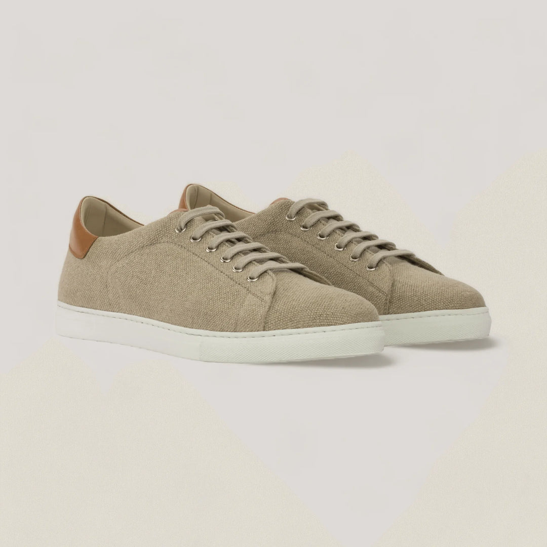 EON | Classic Sneakers - Ice Linen & Cognac | Men's | Men's Shoes | MADE-TO-MEASURE by ALLTRUEIST | allTRUEist