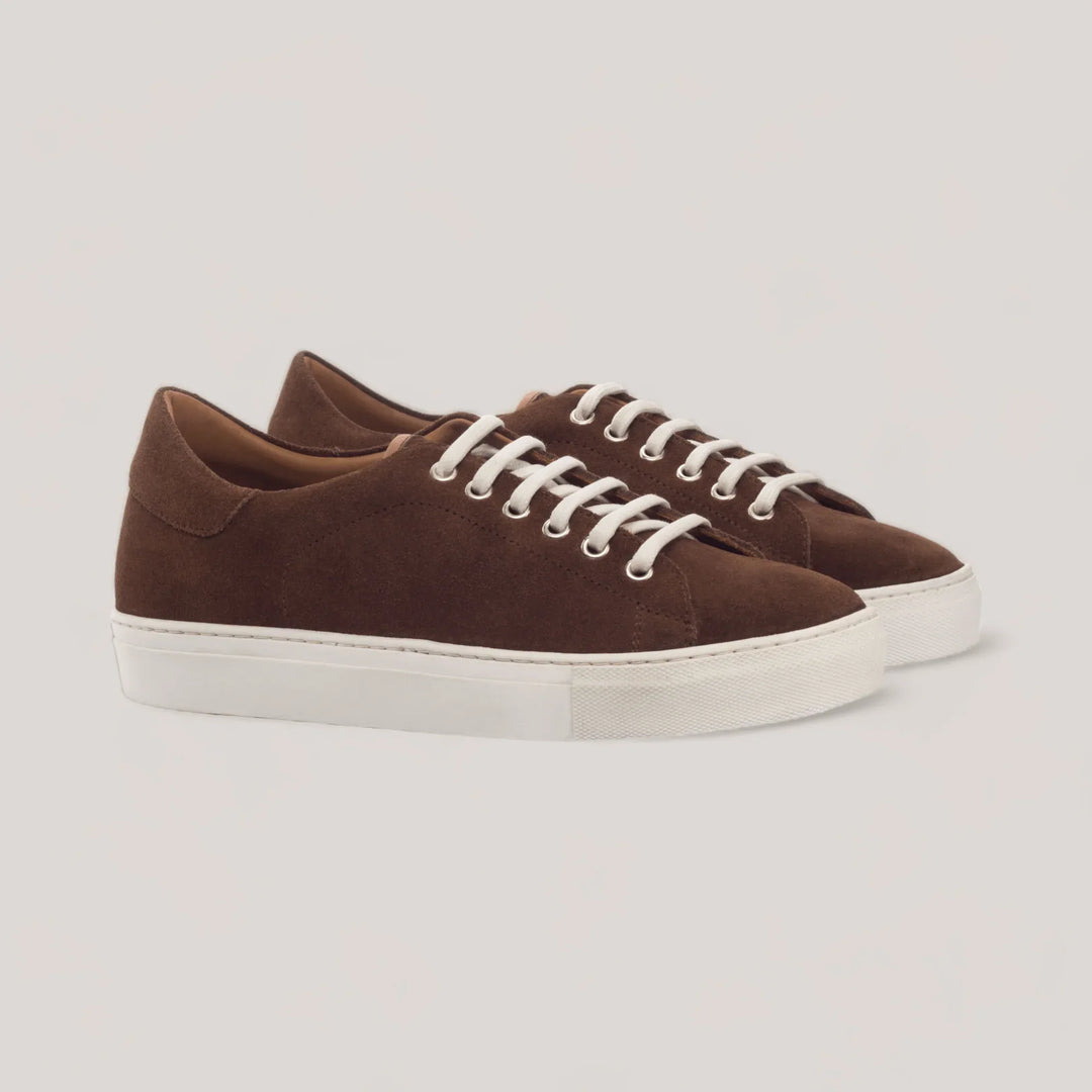 EON | Classic Sneakers - Brown Vegan Suede & Cognac | Men's | Men's Shoes | MADE-TO-MEASURE by ALLTRUEIST | allTRUEist