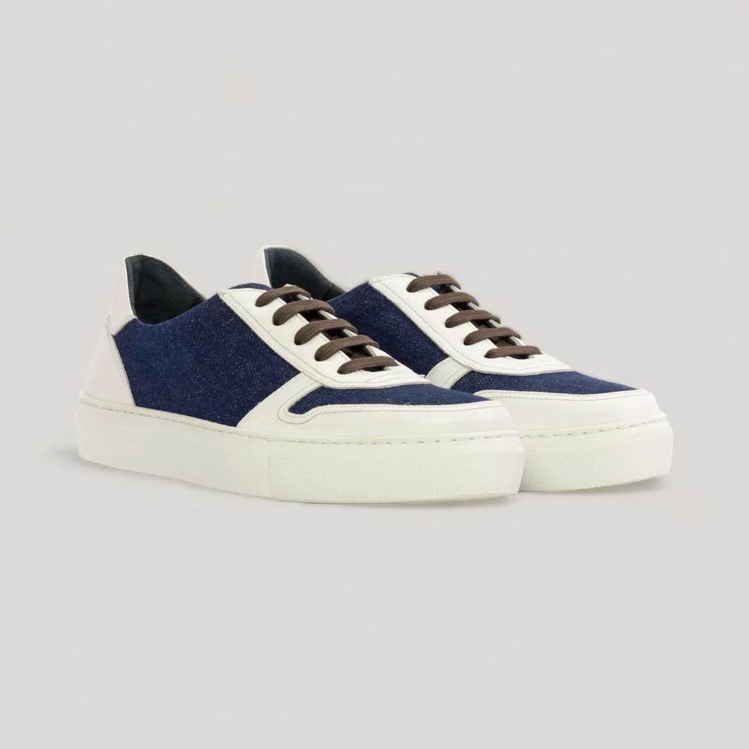 VERVE | Low Top Trainer -Blue Denim & White | Women's | Vegan Women's Shoes | allTRUEist