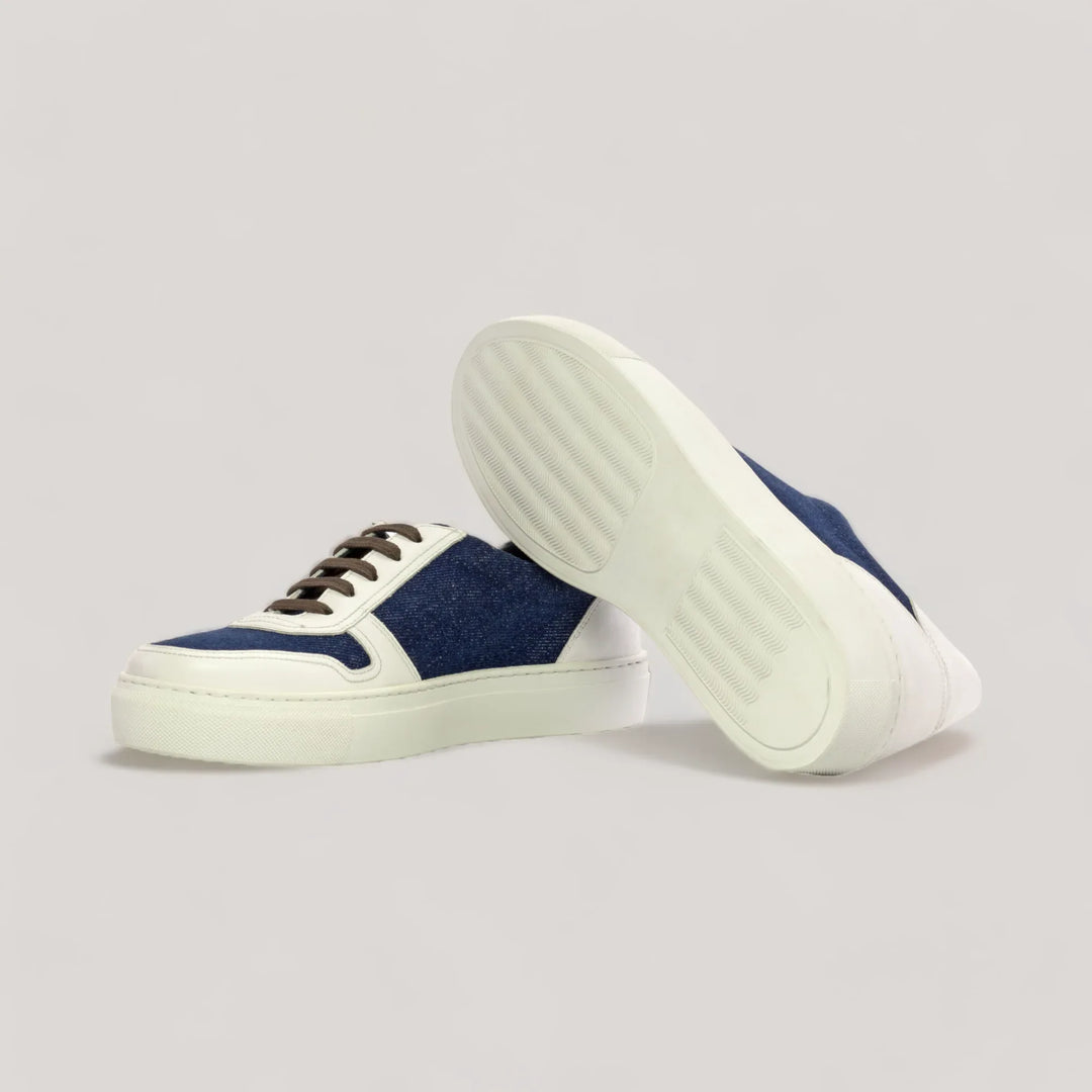VERVE | Low Top Trainer -Blue Denim &amp; White | Women&