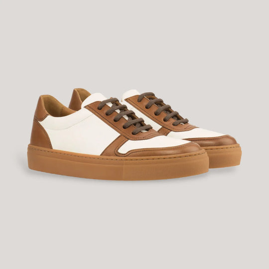 VERVE | Low Top Trainer - Cognac &amp; White - Caramel Sole | Women&