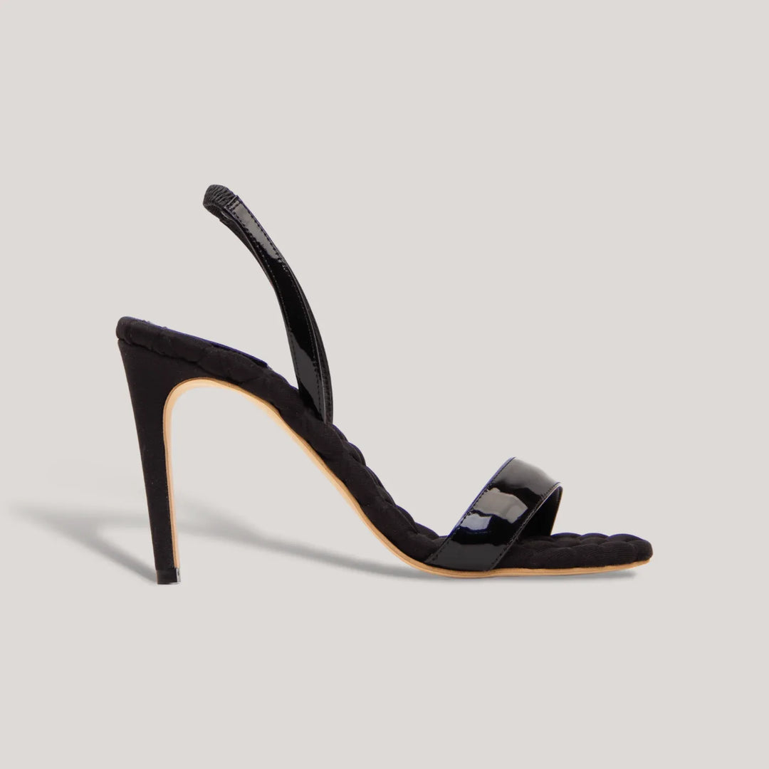 VIVIEN | Black Vegan Patent Slingback Sandals | women's shoes | AERA | ALLTRUEIST