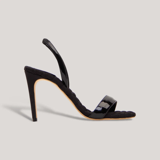 VIVIEN | Black Vegan Patent Slingback Sandals | women&