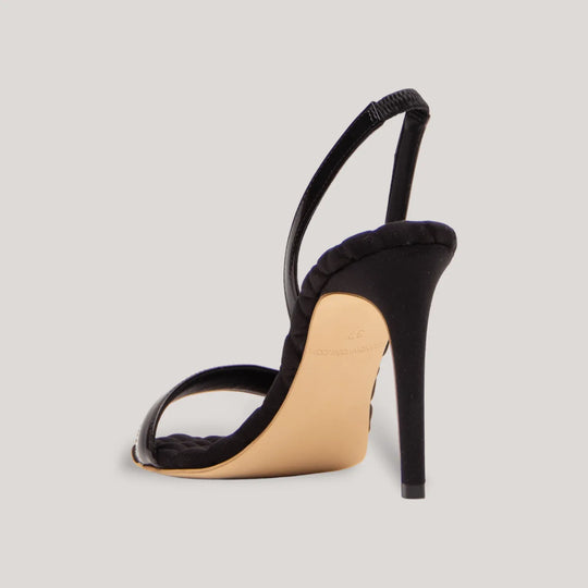 VIVIEN | Black Vegan Patent Slingback Sandals | women&