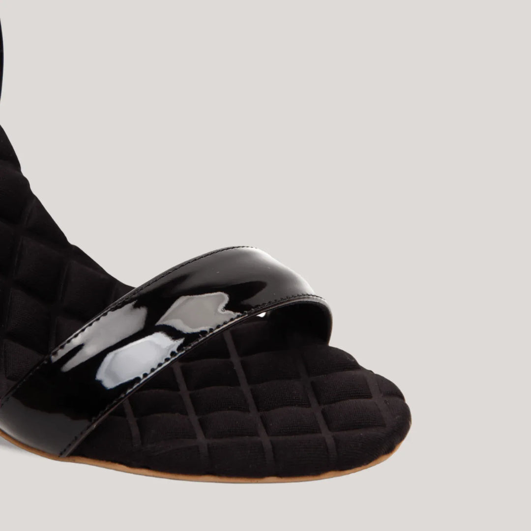 VIVIEN | Black Vegan Patent Slingback Sandals | women&