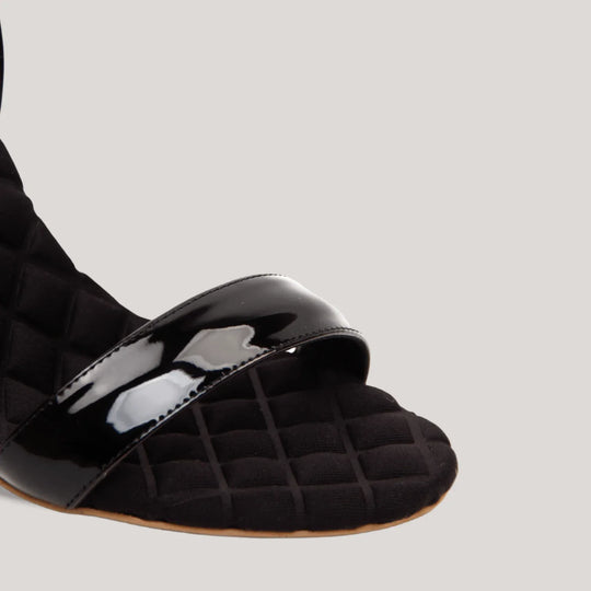 VIVIEN | Black Vegan Patent Slingback Sandals | women&