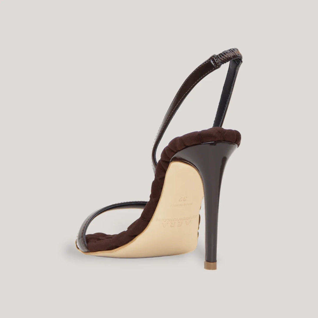 VIVIEN | Brown Vegan Patent Slingback Sandals | Women&