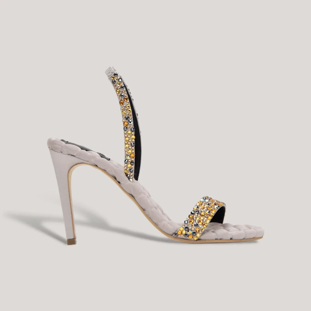 LIZA | Grey - Multicolor Crystal Satin Sandals | Vegan Women's Shoes | AERA | ALLTRUEIST