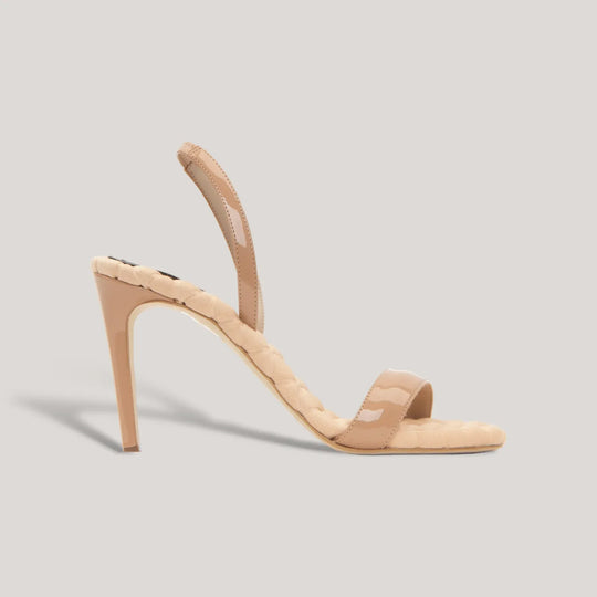 VIVIEN | Beige Vegan Patent Slingback Sandals | women&