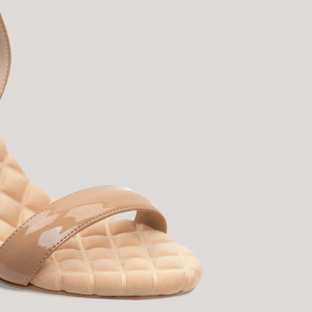 VIVIEN | Beige Vegan Patent Slingback Sandals | women&