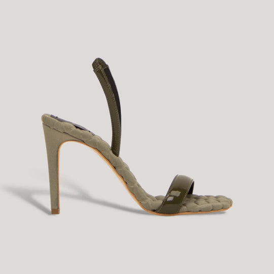VIVIEN | Green Vegan Patent Slingback Sandals | women&