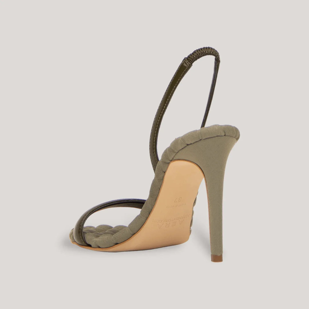 VIVIEN | Green Vegan Patent Slingback Sandals | women&