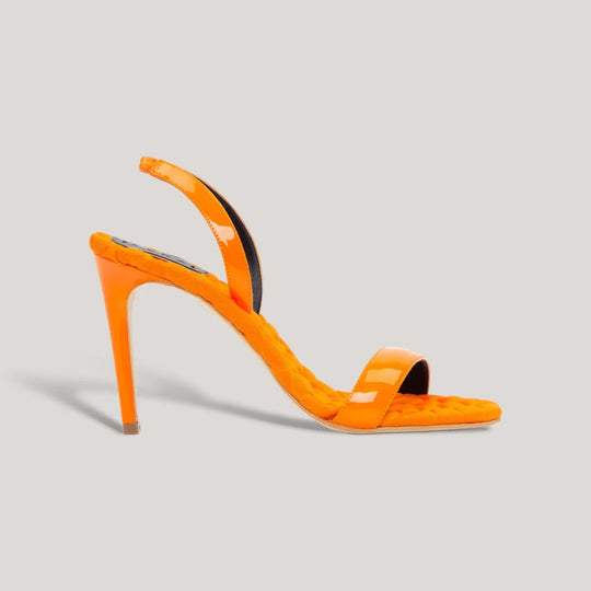 VIVIEN | Orange Vegan Patent Slingback Sandals | Women&