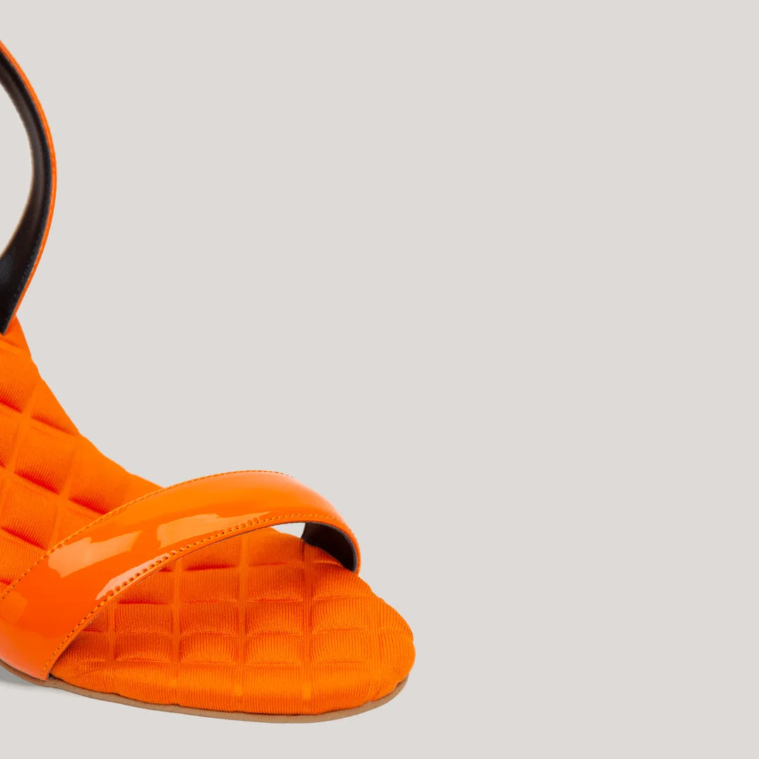 VIVIEN | Orange Vegan Patent Slingback Sandals | Women&