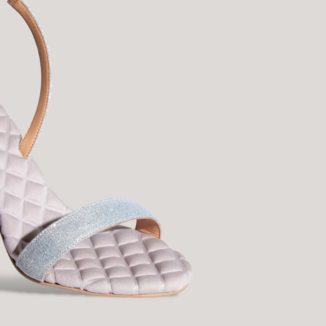 VIVIEN | Silver Lurex - Slingback Sandals