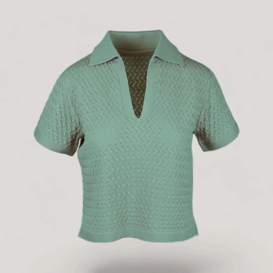WANDA | Egyptian Cotton Pointelle knit Polo Shirt