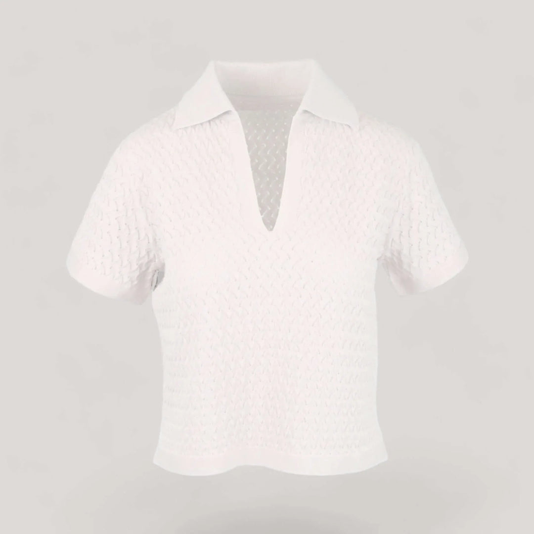 WANDA | Egyptian Cotton Pointelle knit Polo Shirt