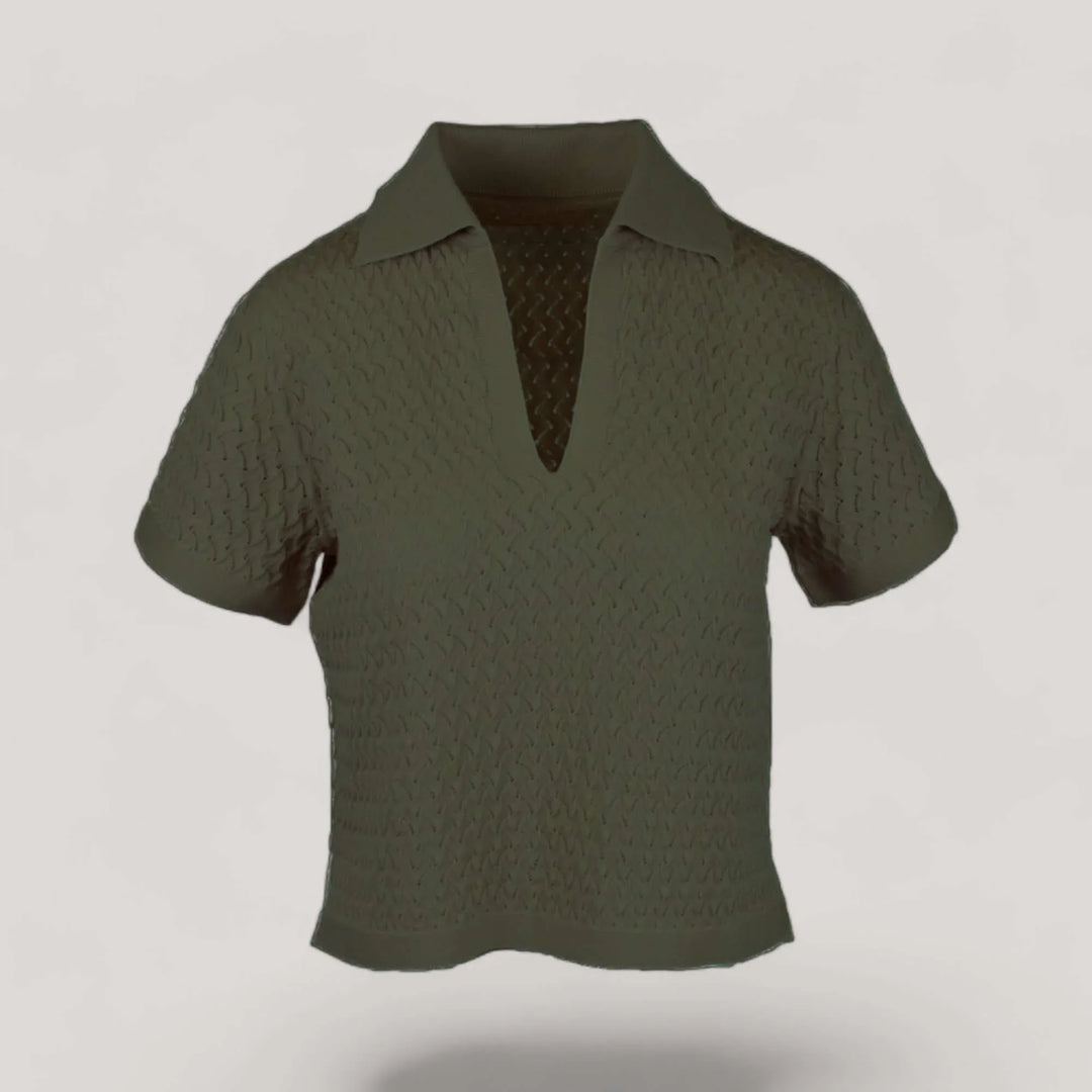 WANDA | Egyptian Cotton Pointelle knit Polo Shirt