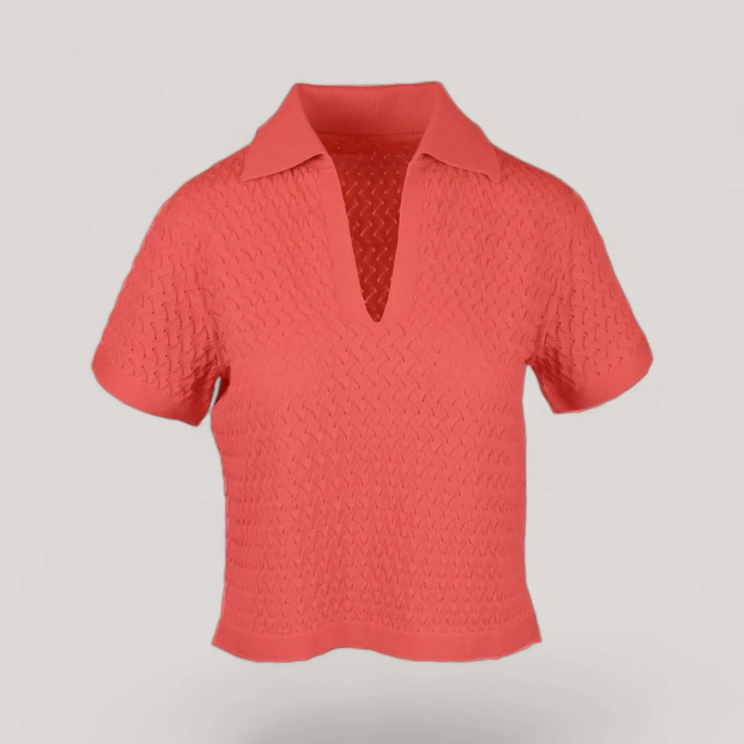 WANDA | Egyptian Cotton Pointelle knit Polo Shirt