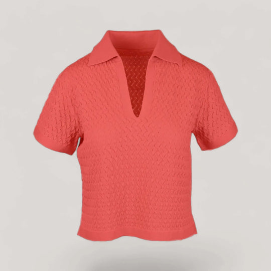 WANDA | Egyptian Cotton Pointelle knit Polo Shirt
