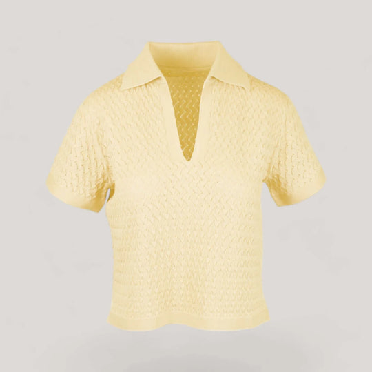 WANDA | Egyptian Cotton Pointelle knit Polo Shirt