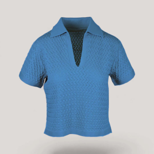 WANDA | Egyptian Cotton Pointelle knit Polo Shirt