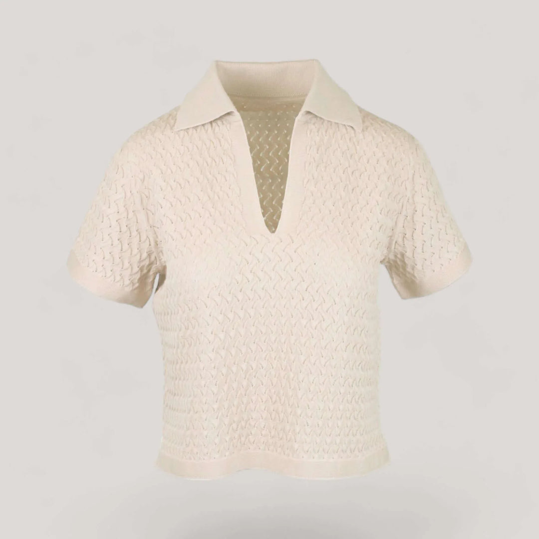 WANDA | Egyptian Cotton Pointelle knit Polo Shirt