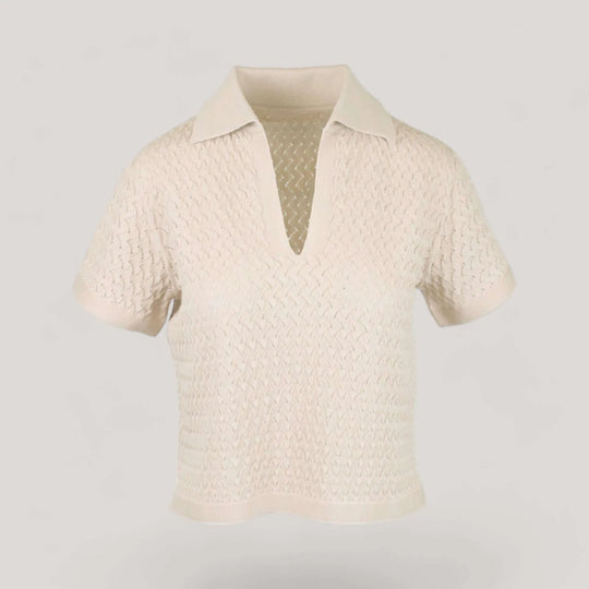 WANDA | Egyptian Cotton Pointelle knit Polo Shirt