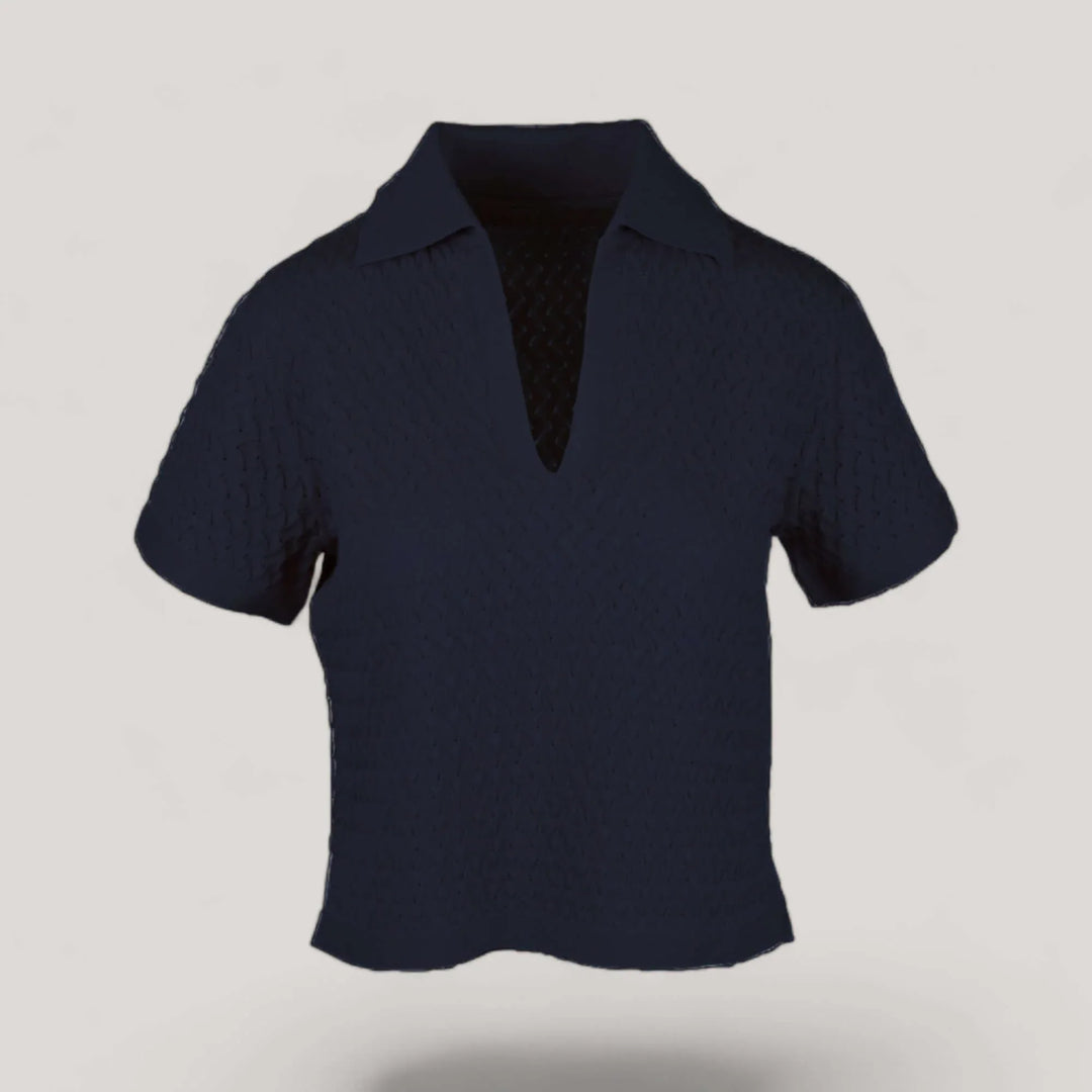 WANDA | Egyptian Cotton Pointelle knit Polo Shirt