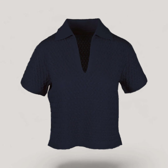 WANDA | Egyptian Cotton Pointelle knit Polo Shirt