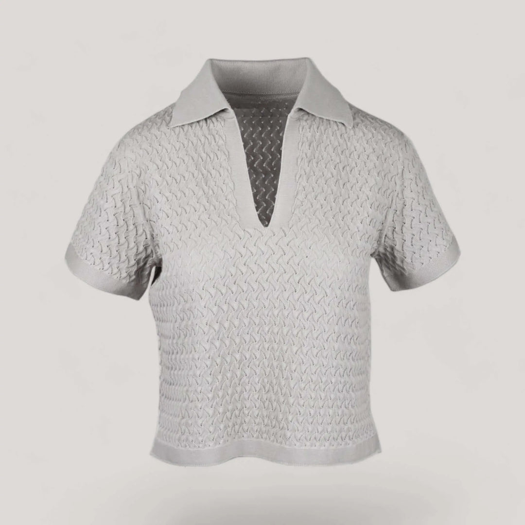 WANDA | Egyptian Cotton Pointelle knit Polo Shirt
